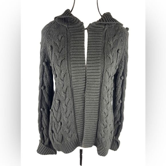 White + Warren Women’s Dark Gray Cotton/Acrylic Blend Cardigan W/ Hoodie Size: S - Picture 2 of 8